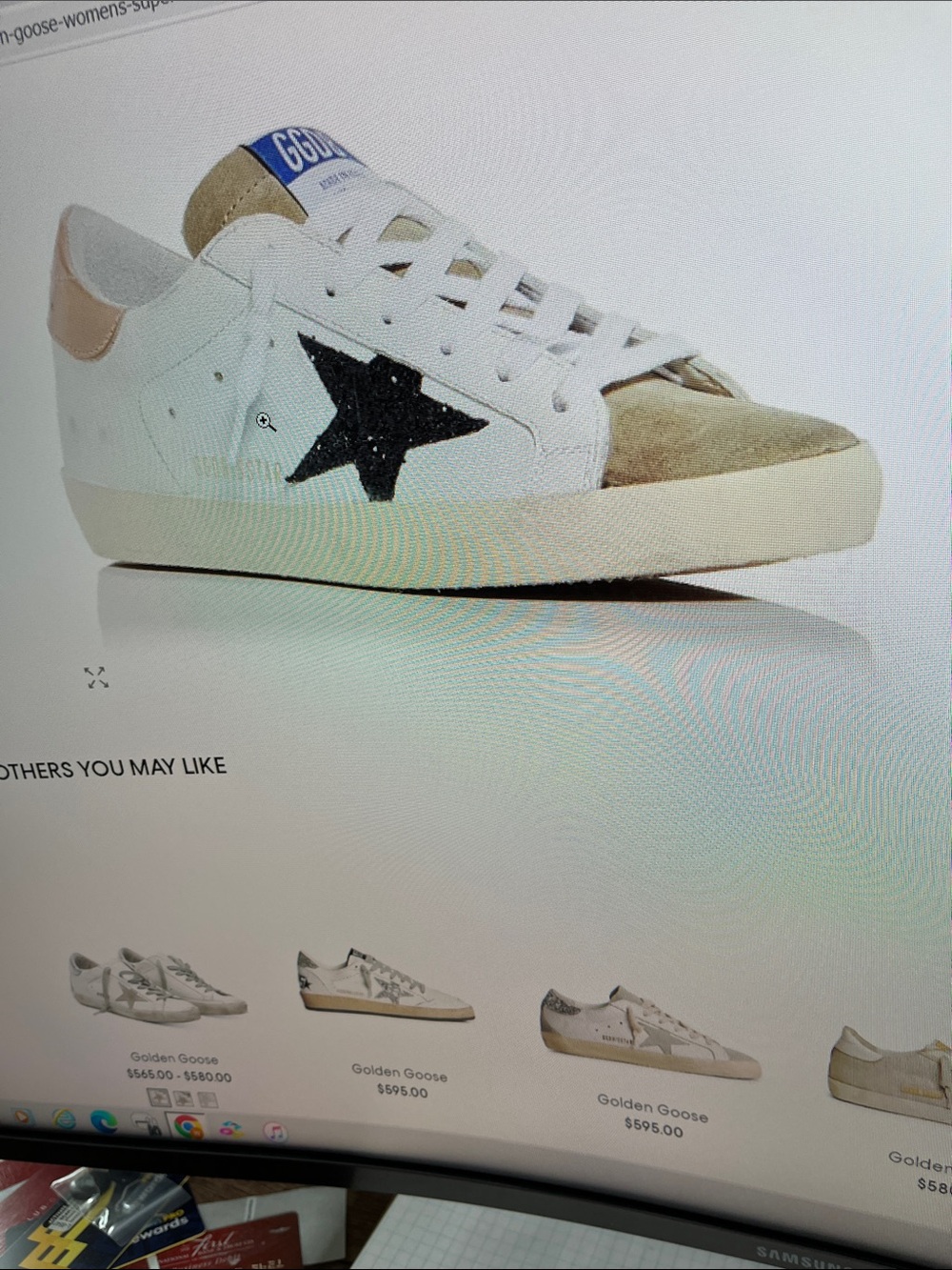 Golden Goose White Sneakers with Black Star and Beige Accents